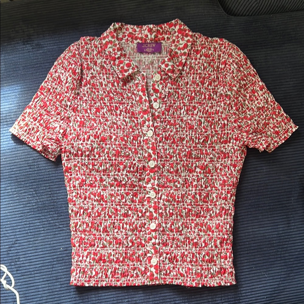 J. Crew Red and White Women's Top